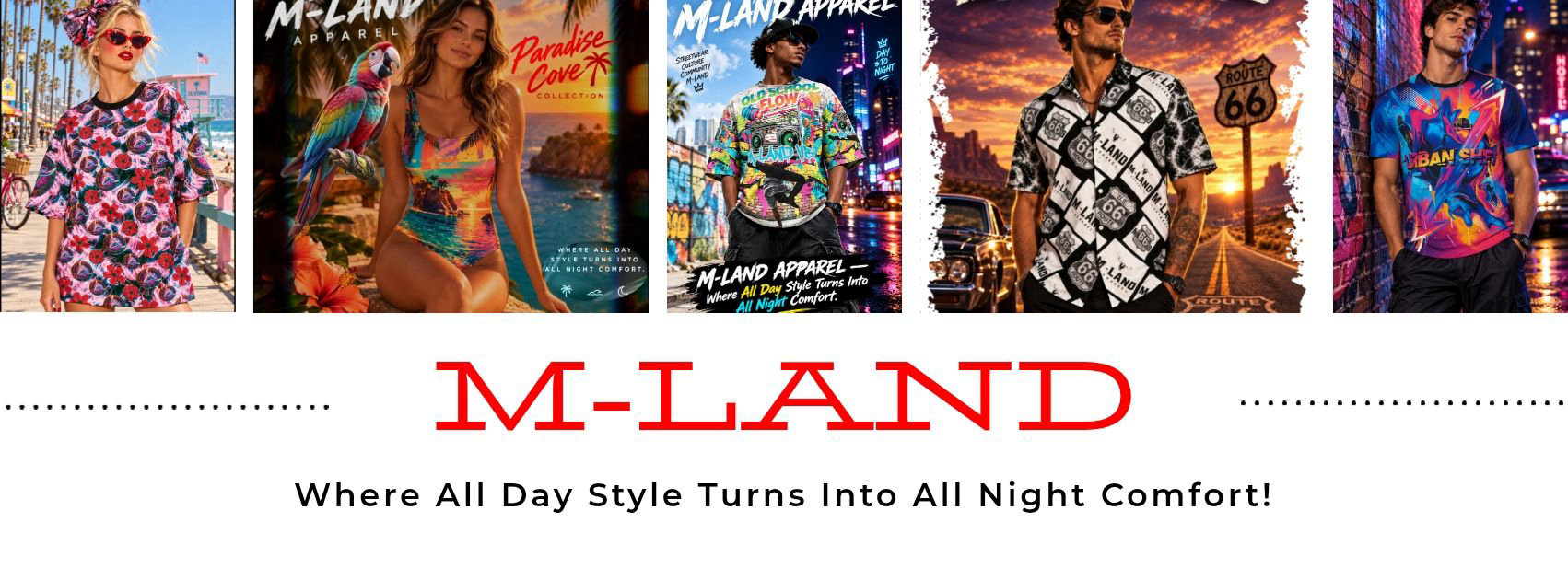 M-Land Apparel streetwear merch, vinyl, and studio gear showing custom merch drops and artist development services in the USA